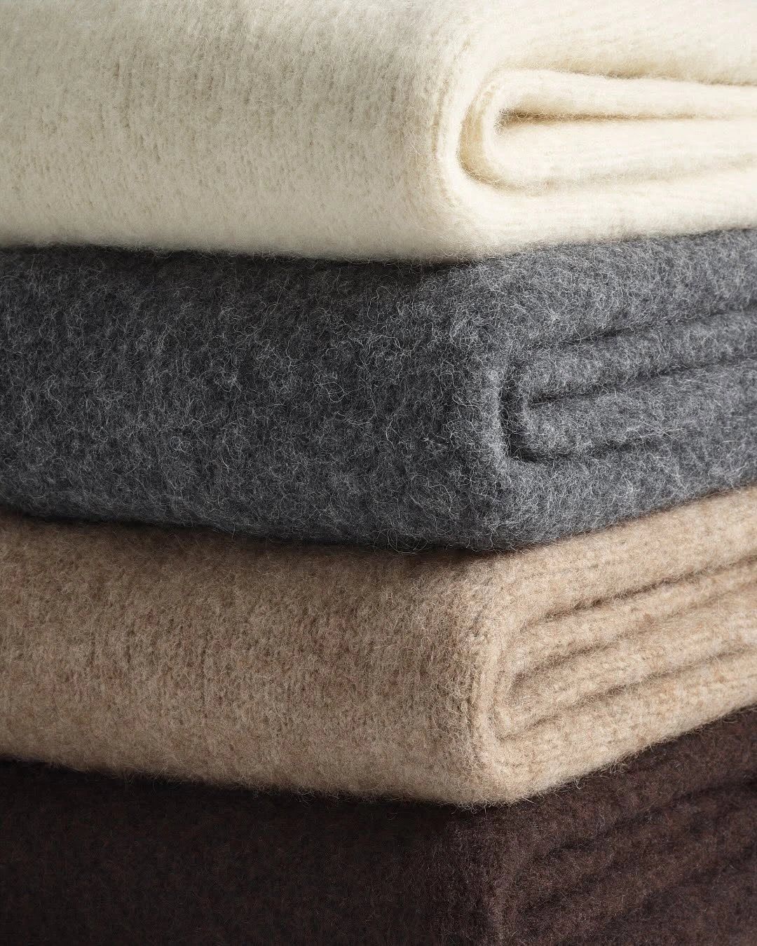 Folded wool blankets